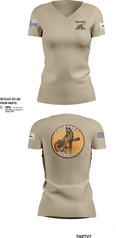 NJROTC Apache Company 29120146 Women's Short Sleeve V-neck Shirt - 100