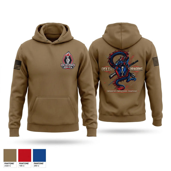 Hoodie, Delta Company 100BN 442IN REGT, Army, Teamtime, Team time, sublimation, custom sports apparel, team uniforms, spirit wear, spiritwear, sports uniforms, custom shirts, team store, custom team store, fundraiser sports, apparel fundraiser