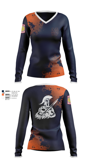 Womens Long Sleeve Vneck Shirt, Spartans, Cross Country, Teamtime, Team time, sublimation, custom sports apparel, team uniforms, spirit wear, spiritwear, sports uniforms, custom shirts, team store, custom team store, fundraiser sports, apparel fundraiser