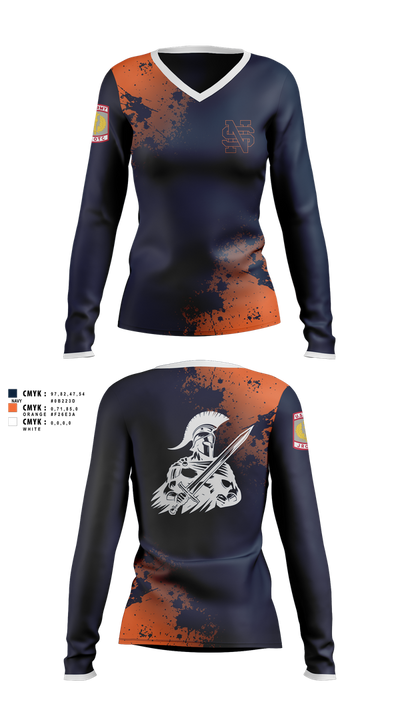 Spartans 84124890 Women's Long Sleeve V-neck Shirt - 1