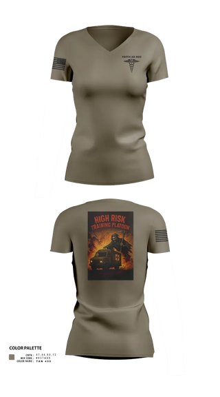 Womens Short Sleeve Vneck Shirt, 194th AR BDE HRT Medics, Army, Teamtime, Team time, sublimation, custom sports apparel, team uniforms, spirit wear, spiritwear, sports uniforms, custom shirts, team store, custom team store, fundraiser sports, apparel fundraiser