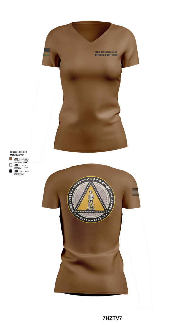 Womens Short Sleeve Vneck Shirt, 22nd Recruiting and Retention Battalion, , Teamtime, Team time, sublimation, custom sports apparel, team uniforms, spirit wear, spiritwear, sports uniforms, custom shirts, team store, custom team store, fundraiser sports, apparel fundraiser