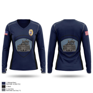 Womens Long Sleeve Vneck Shirt, Drug and Gang Enforcement, Police, Teamtime, Team time, sublimation, custom sports apparel, team uniforms, spirit wear, spiritwear, sports uniforms, custom shirts, team store, custom team store, fundraiser sports, apparel fundraiser