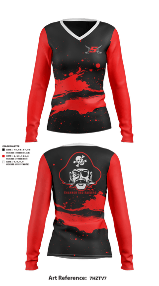 Womens Long Sleeve Vneck Shirt, Shannon Red Raiders, , Teamtime, Team time, sublimation, custom sports apparel, team uniforms, spirit wear, spiritwear, sports uniforms, custom shirts, team store, custom team store, fundraiser sports, apparel fundraiser