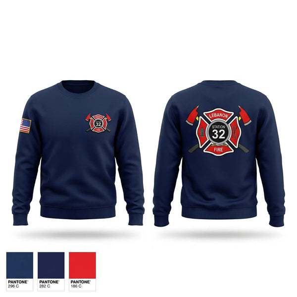 Crew Neck Sweatshirt, Lebanon Fire, Fire Department, Teamtime, Team time, sublimation, custom sports apparel, team uniforms, spirit wear, spiritwear, sports uniforms, custom shirts, team store, custom team store, fundraiser sports, apparel fundraiser