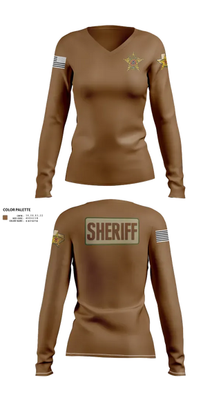 Womens Long Sleeve Vneck Shirt, Hudspeth county sheriff office, , Teamtime, Team time, sublimation, custom sports apparel, team uniforms, spirit wear, spiritwear, sports uniforms, custom shirts, team store, custom team store, fundraiser sports, apparel fundraiser