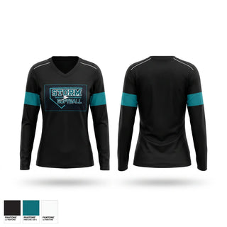 Womens Long Sleeve Vneck Shirt, Webster/Siren Storm, Softball, Teamtime, Team time, sublimation, custom sports apparel, team uniforms, spirit wear, spiritwear, sports uniforms, custom shirts, team store, custom team store, fundraiser sports, apparel fundraiser