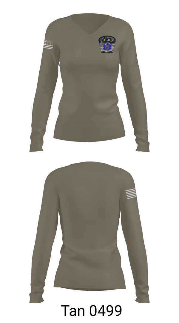 Womens Long Sleeve Vneck Shirt, Maple Heights Police Department, Police, Teamtime, Team time, sublimation, custom sports apparel, team uniforms, spirit wear, spiritwear, sports uniforms, custom shirts, team store, custom team store, fundraiser sports, apparel fundraiser