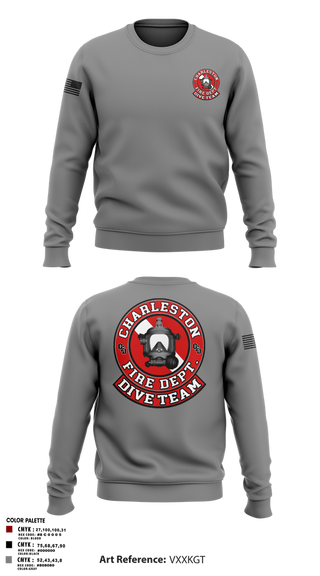 Crew Neck Sweatshirt, Charleston Fire Dept Dive Team, Fire Department, Teamtime, Team time, sublimation, custom sports apparel, team uniforms, spirit wear, spiritwear, sports uniforms, custom shirts, team store, custom team store, fundraiser sports, apparel fundraiser