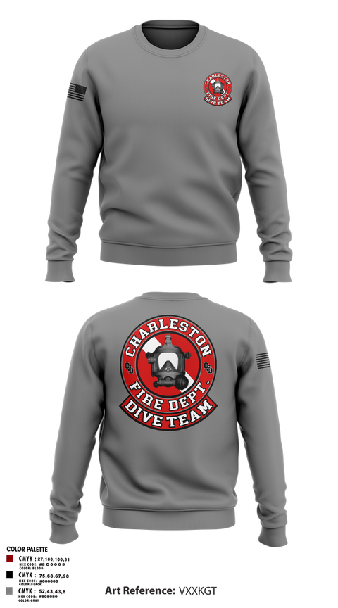 Crew Neck Sweatshirt, Charleston Fire Dept Dive Team, Fire Department, Teamtime, Team time, sublimation, custom sports apparel, team uniforms, spirit wear, spiritwear, sports uniforms, custom shirts, team store, custom team store, fundraiser sports, apparel fundraiser