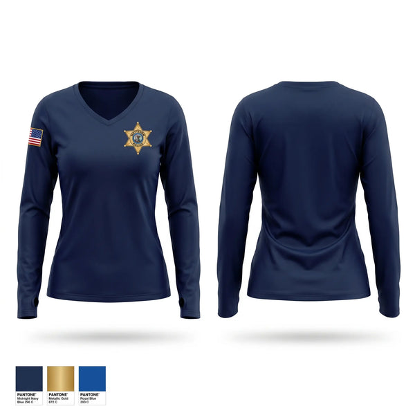 Womens Long Sleeve Vneck Shirt, Matteson, Police, Teamtime, Team time, sublimation, custom sports apparel, team uniforms, spirit wear, spiritwear, sports uniforms, custom shirts, team store, custom team store, fundraiser sports, apparel fundraiser