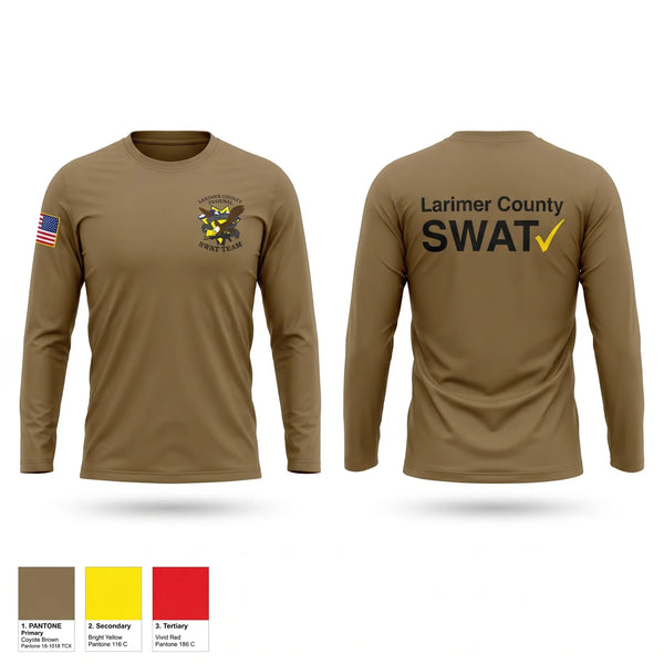 Long Sleeve Performance Shirt, Larimer County Swat, Police, Teamtime, Team time, sublimation, custom sports apparel, team uniforms, spirit wear, spiritwear, sports uniforms, custom shirts, team store, custom team store, fundraiser sports, apparel fundraiser