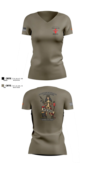 Womens Short Sleeve Vneck Shirt, 179 HHC Medics, National Guard, Teamtime, Team time, sublimation, custom sports apparel, team uniforms, spirit wear, spiritwear, sports uniforms, custom shirts, team store, custom team store, fundraiser sports, apparel fundraiser