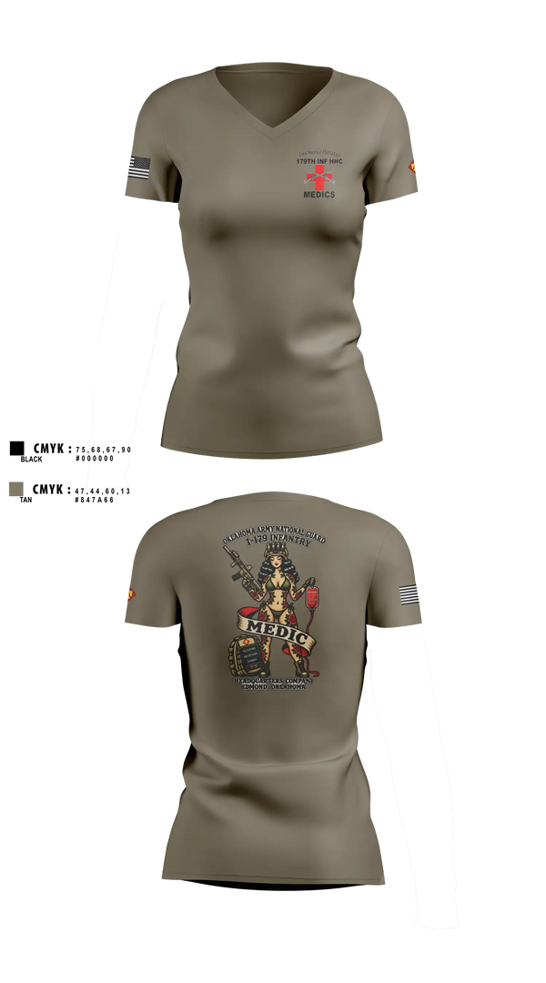 Womens Short Sleeve Vneck Shirt, 179 HHC Medics, National Guard, Teamtime, Team time, sublimation, custom sports apparel, team uniforms, spirit wear, spiritwear, sports uniforms, custom shirts, team store, custom team store, fundraiser sports, apparel fundraiser