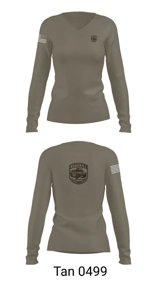 Womens Long Sleeve Vneck Shirt, ROADKILL, , Teamtime, Team time, sublimation, custom sports apparel, team uniforms, spirit wear, spiritwear, sports uniforms, custom shirts, team store, custom team store, fundraiser sports, apparel fundraiser