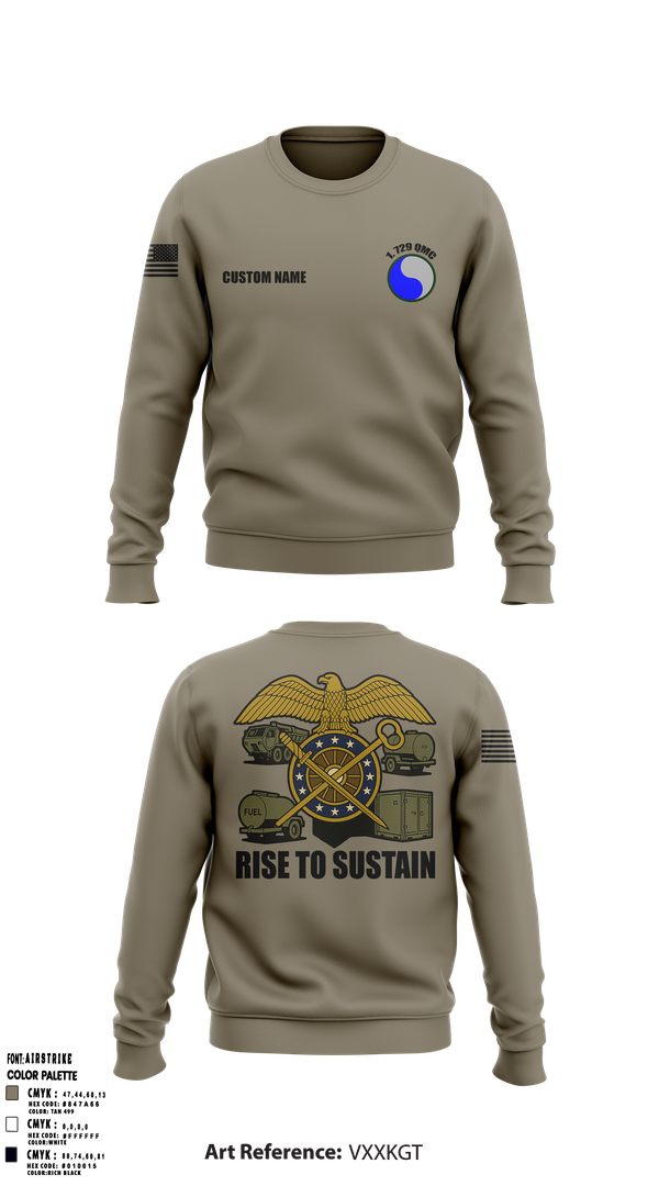 Crew Neck Sweatshirt, 729 Quarter Master Unit, Army, Teamtime, Team time, sublimation, custom sports apparel, team uniforms, spirit wear, spiritwear, sports uniforms, custom shirts, team store, custom team store, fundraiser sports, apparel fundraiser