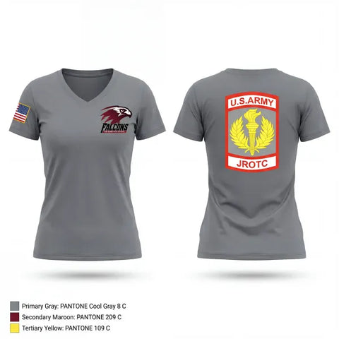Womens Short Sleeve Vneck Shirt, Van Horn JROTC, Army, Teamtime, Team time, sublimation, custom sports apparel, team uniforms, spirit wear, spiritwear, sports uniforms, custom shirts, team store, custom team store, fundraiser sports, apparel fundraiser