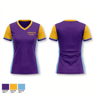 Womens Short Sleeve Vneck Shirt, Lightning Bug Catchers, Softball, Teamtime, Team time, sublimation, custom sports apparel, team uniforms, spirit wear, spiritwear, sports uniforms, custom shirts, team store, custom team store, fundraiser sports, apparel fundraiser