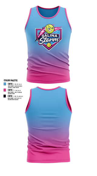 Tank Top, Salina Storm, Softball, Teamtime, Team time, sublimation, custom sports apparel, team uniforms, spirit wear, spiritwear, sports uniforms, custom shirts, team store, custom team store, fundraiser sports, apparel fundraiser