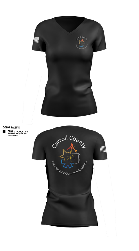 Womens Short Sleeve Vneck Shirt, Carroll County Emergency Communications, Police, Teamtime, Team time, sublimation, custom sports apparel, team uniforms, spirit wear, spiritwear, sports uniforms, custom shirts, team store, custom team store, fundraiser sports, apparel fundraiser