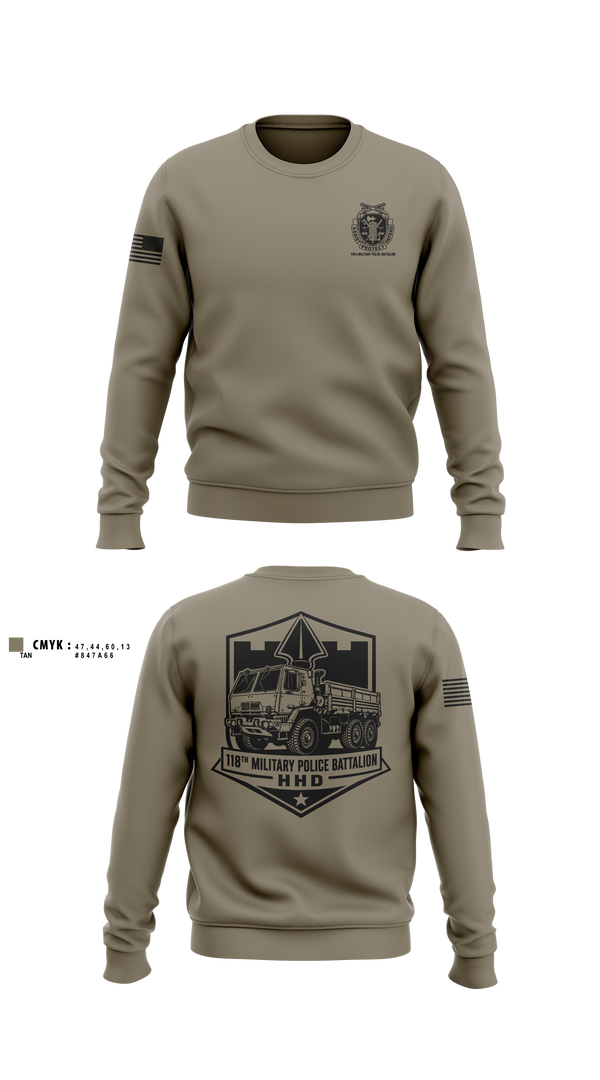 Crew Neck Sweatshirt, 118th Military Police Battalion, National Guard, Teamtime, Team time, sublimation, custom sports apparel, team uniforms, spirit wear, spiritwear, sports uniforms, custom shirts, team store, custom team store, fundraiser sports, apparel fundraiser