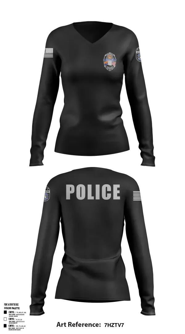 Womens Long Sleeve Vneck Shirt, Winslow Police Department, Police, Teamtime, Team time, sublimation, custom sports apparel, team uniforms, spirit wear, spiritwear, sports uniforms, custom shirts, team store, custom team store, fundraiser sports, apparel fundraiser