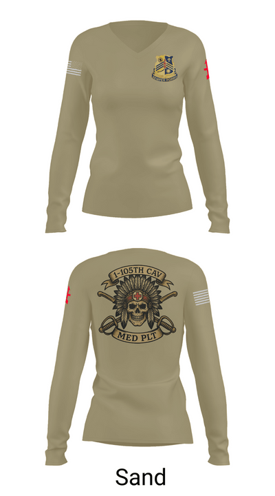 1-105th cavalry 36351622 Women's Long Sleeve V-neck Shirt - 97