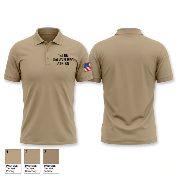 Short Sleeve Performance Polo, 1st BN, 3rd AVN REG ATK BN, Army, Teamtime, Team time, sublimation, custom sports apparel, team uniforms, spirit wear, spiritwear, sports uniforms, custom shirts, team store, custom team store, fundraiser sports, apparel fundraiser