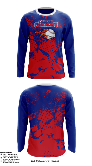 Long Sleeve Performance Shirt, Camden Cannons, Baseball, Teamtime, Team time, sublimation, custom sports apparel, team uniforms, spirit wear, spiritwear, sports uniforms, custom shirts, team store, custom team store, fundraiser sports, apparel fundraiser