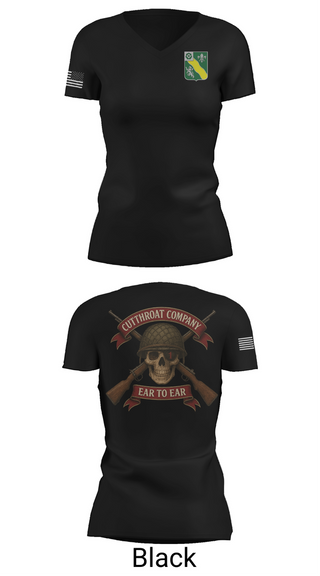Womens Short Sleeve Vneck Shirt, Cutthroat Company 1-63 AR, Army, Teamtime, Team time, sublimation, custom sports apparel, team uniforms, spirit wear, spiritwear, sports uniforms, custom shirts, team store, custom team store, fundraiser sports, apparel fundraiser