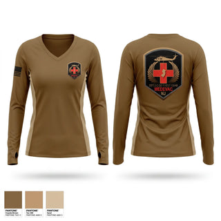 Womens Long Sleeve Vneck Shirt, 1-171 MEDEVAC Dustoff, National Guard, Teamtime, Team time, sublimation, custom sports apparel, team uniforms, spirit wear, spiritwear, sports uniforms, custom shirts, team store, custom team store, fundraiser sports, apparel fundraiser