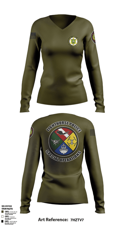 Muscogee Nation Special Operations 96454937 Women's Long Sleeve V-neck Shirt - 3