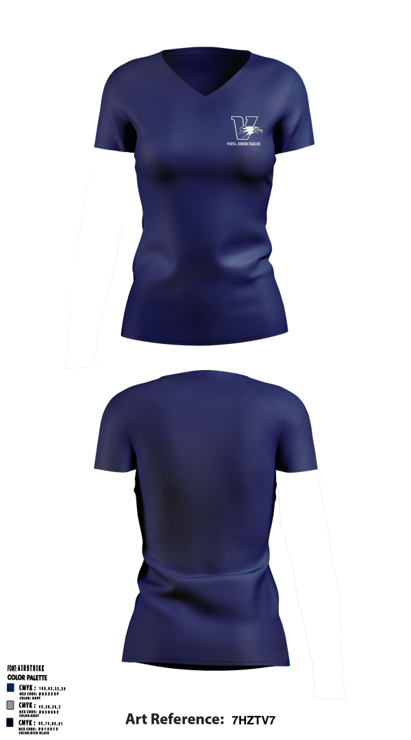 Womens Short Sleeve Vneck Shirt, Vista Junior Eagles, , Teamtime, Team time, sublimation, custom sports apparel, team uniforms, spirit wear, spiritwear, sports uniforms, custom shirts, team store, custom team store, fundraiser sports, apparel fundraiser