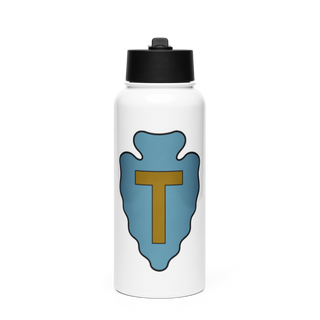 36th Infantry Division A Co 1-141 Stainless Steel Water Bottle with a Straw Lid
