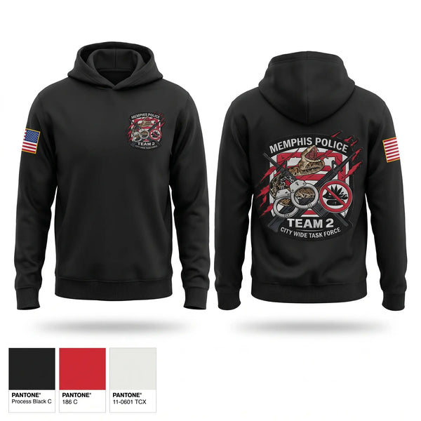 Hoodie, Memphis Police City Wide Task Force Team Two, Police, Teamtime, Team time, sublimation, custom sports apparel, team uniforms, spirit wear, spiritwear, sports uniforms, custom shirts, team store, custom team store, fundraiser sports, apparel fundraiser