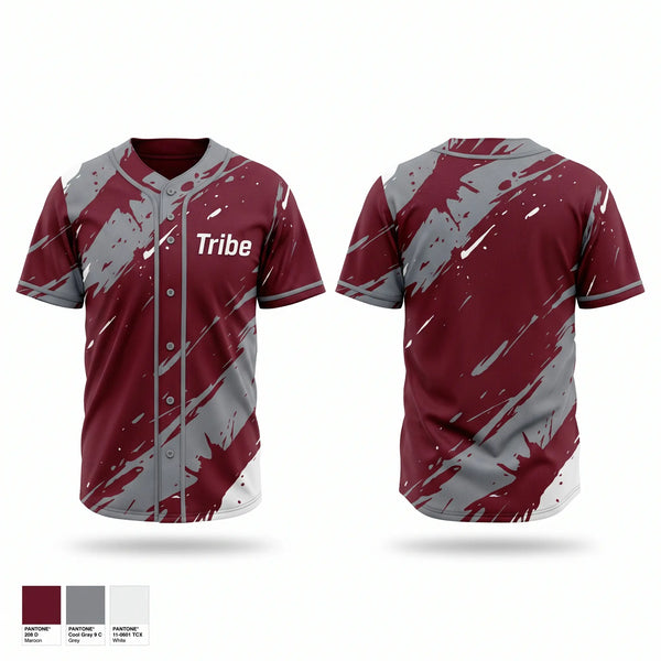 Full Button Baseball Jersey, Tribe, Baseball, Teamtime, Team time, sublimation, custom sports apparel, team uniforms, spirit wear, spiritwear, sports uniforms, custom shirts, team store, custom team store, fundraiser sports, apparel fundraiser