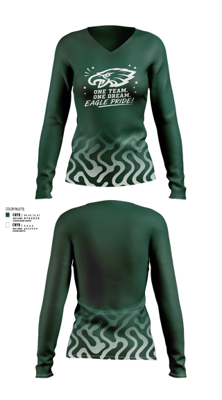 Womens Long Sleeve Vneck Shirt, Exhalt Eagles, Cheer, Teamtime, Team time, sublimation, custom sports apparel, team uniforms, spirit wear, spiritwear, sports uniforms, custom shirts, team store, custom team store, fundraiser sports, apparel fundraiser