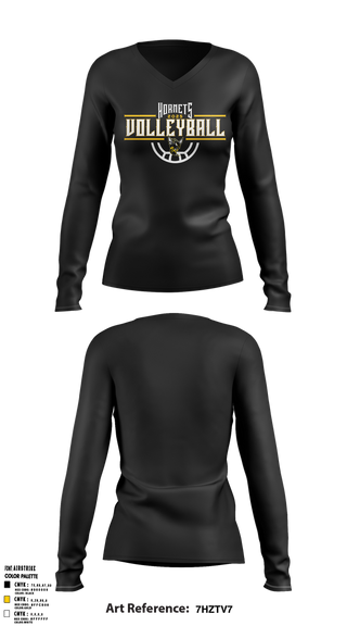 Womens Long Sleeve Vneck Shirt, Fulton Hornets Volleyball, Women's Volleyball, Teamtime, Team time, sublimation, custom sports apparel, team uniforms, spirit wear, spiritwear, sports uniforms, custom shirts, team store, custom team store, fundraiser sports, apparel fundraiser