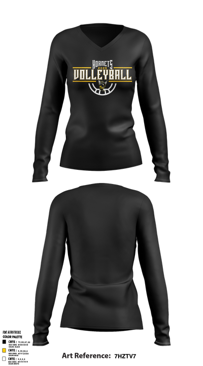 Fulton Hornets Volleyball 2109718 Women's Long Sleeve V-neck Shirt - 1