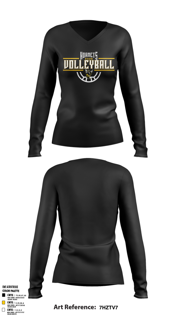 Womens Long Sleeve Vneck Shirt, Fulton Hornets Volleyball, Women's Volleyball, Teamtime, Team time, sublimation, custom sports apparel, team uniforms, spirit wear, spiritwear, sports uniforms, custom shirts, team store, custom team store, fundraiser sports, apparel fundraiser