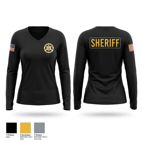 Womens Long Sleeve Vneck Shirt, Spalding County Sheriff’s Office, Police, Teamtime, Team time, sublimation, custom sports apparel, team uniforms, spirit wear, spiritwear, sports uniforms, custom shirts, team store, custom team store, fundraiser sports, apparel fundraiser