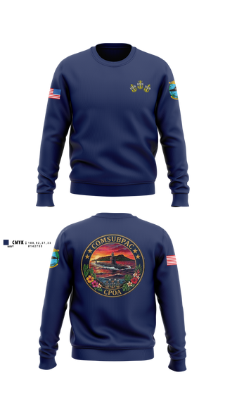 Crew Neck Sweatshirt, COMSUBPAC CPOA, Navy, Teamtime, Team time, sublimation, custom sports apparel, team uniforms, spirit wear, spiritwear, sports uniforms, custom shirts, team store, custom team store, fundraiser sports, apparel fundraiser