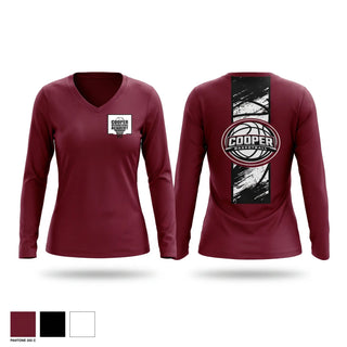Womens Long Sleeve Vneck Shirt, Cooper Academy, Men's Basketball, Teamtime, Team time, sublimation, custom sports apparel, team uniforms, spirit wear, spiritwear, sports uniforms, custom shirts, team store, custom team store, fundraiser sports, apparel fundraiser