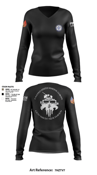 Women's Long Sleeve Vneck Shirt, Maintenance Service Company, Marines, Teamtime, Team time, sublimation, custom sports apparel, team uniforms, spirit wear, spiritwear, sports uniforms, custom shirts, team store, custom team store, fundraiser sports, apparel fundraiser