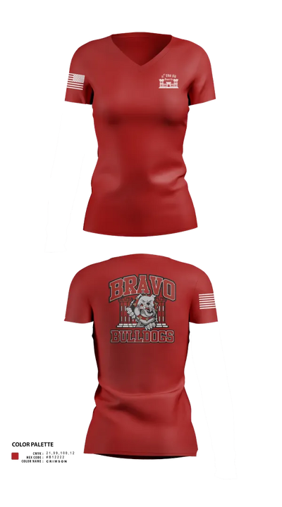 Bravo Company “Bulldogs” 31st Engineer Battalion 91447839 Women's Short Sleeve V-neck Shirt - 101