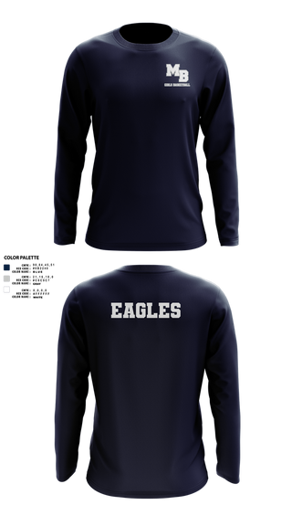 Long Sleeve Performance Shirt, MB EAGLES Women's Basketball, Women's Basketball, Teamtime, Team time, sublimation, custom sports apparel, team uniforms, spirit wear, spiritwear, sports uniforms, custom shirts, team store, custom team store, fundraiser sports, apparel fundraiser