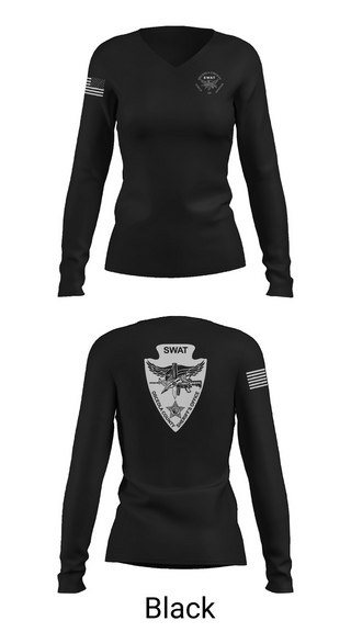 Womens Long Sleeve Vneck Shirt, Osceola County SWAT 2, Police, Teamtime, Team time, sublimation, custom sports apparel, team uniforms, spirit wear, spiritwear, sports uniforms, custom shirts, team store, custom team store, fundraiser sports, apparel fundraiser