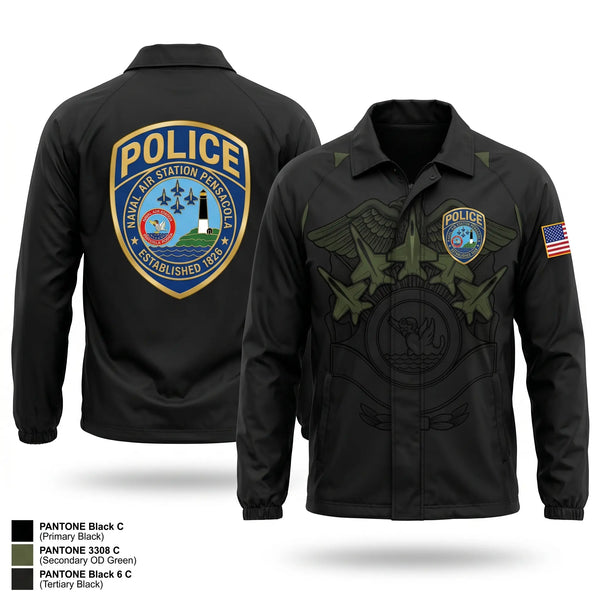 Windbreaker, NAS Pensacola Police / Security Forces, Navy, Teamtime, Team time, sublimation, custom sports apparel, team uniforms, spirit wear, spiritwear, sports uniforms, custom shirts, team store, custom team store, fundraiser sports, apparel fundraiser