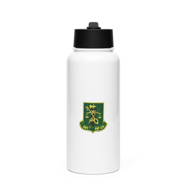 981st Military Police Company Stainless Steel Water Bottle with a Straw Lid