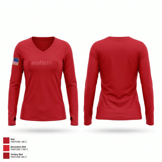 Womens Long Sleeve Vneck Shirt, Dauntless BN, Army, Teamtime, Team time, sublimation, custom sports apparel, team uniforms, spirit wear, spiritwear, sports uniforms, custom shirts, team store, custom team store, fundraiser sports, apparel fundraiser